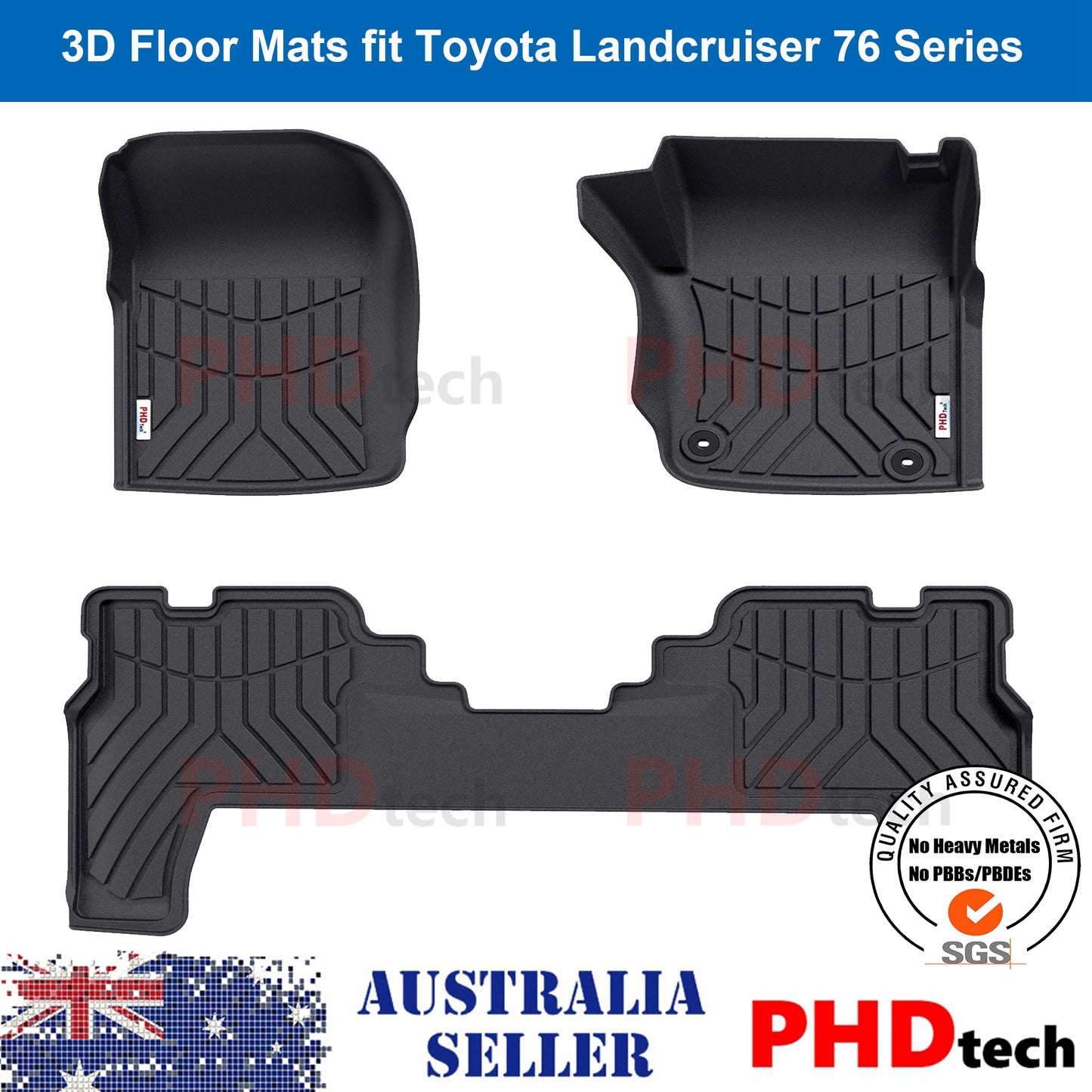 3D Moulded Car Floor Mats Toyota Landcruiser 76 Series 2009-2023 GXL Land Cruiser