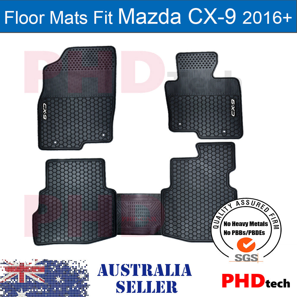 Mazda CX-9 CX9 2017-onwards Premium Quality All Weather Rubber Car Floor Mats 5 pic