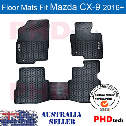 Mazda CX-9 CX9 2017-onwards Premium Quality All Weather Rubber Car Floor Mats 5 pic