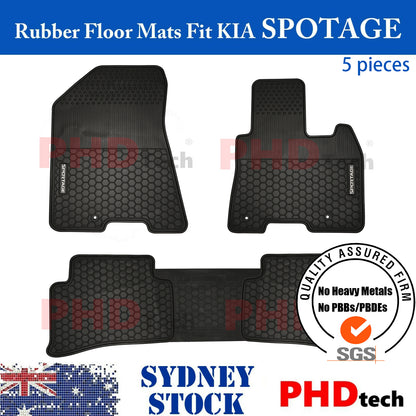 All Weather Rubber Car Floor Mats Fit KIA SPORTAGE Oct2015~Sep2021 white logo