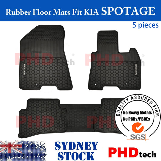 All Weather Rubber Car Floor Mats Fit KIA SPORTAGE Oct2015~Sep2021 white logo