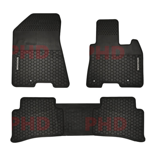 All Weather Rubber Car Floor Mats Fit KIA SPORTAGE Oct2015~Sep2021 white logo