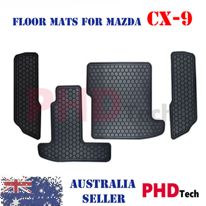 3rd-Row Mats fit Mazda CX-9 CX9 2017-onwards Premium Quality All Weather Rubber Car Floor Mats