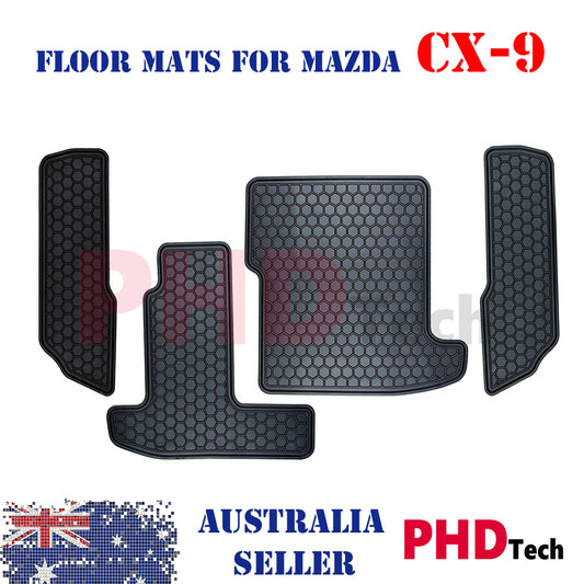 3rd-Row Mats fit Mazda CX-9 CX9 2017-onwards Premium Quality All Weather Rubber Car Floor Mats