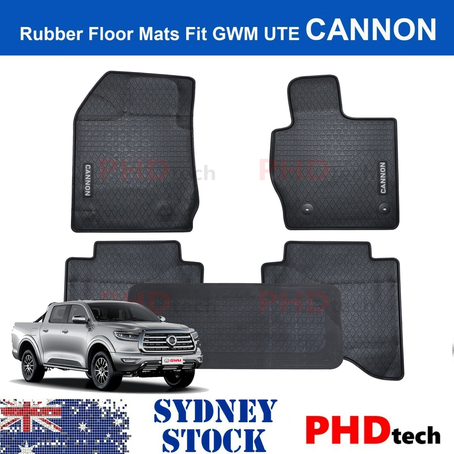All Weather Rubber Car Floor Mats Fit Great Wall UTE GWM CANNON L/Base